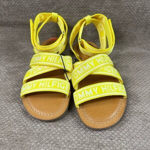 Tommy Syone Hilfiger Yellow and White Strappy Sandals logo on straps size 7 NWOB